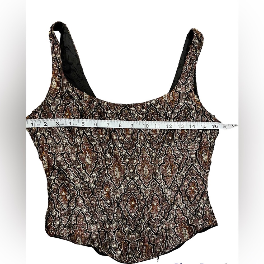 Vintage GiGi Clark Hook & Eye Closure Hand Beaded Silk Corset - Picture 6 of 12